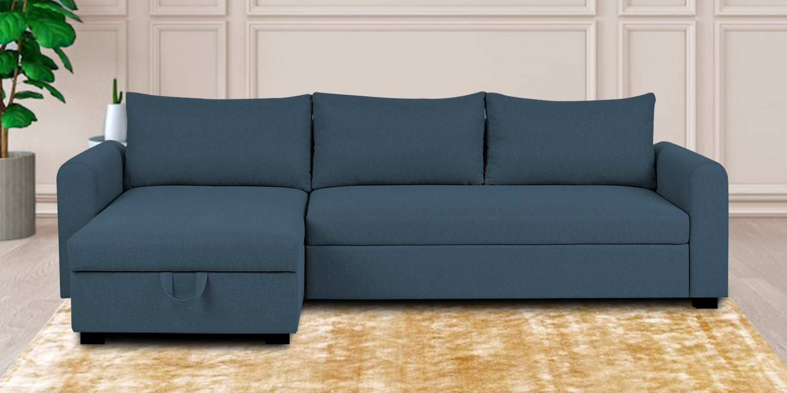 Sigma Fabric RHS Sectional (3+ Lounger) in Light Blue Colour