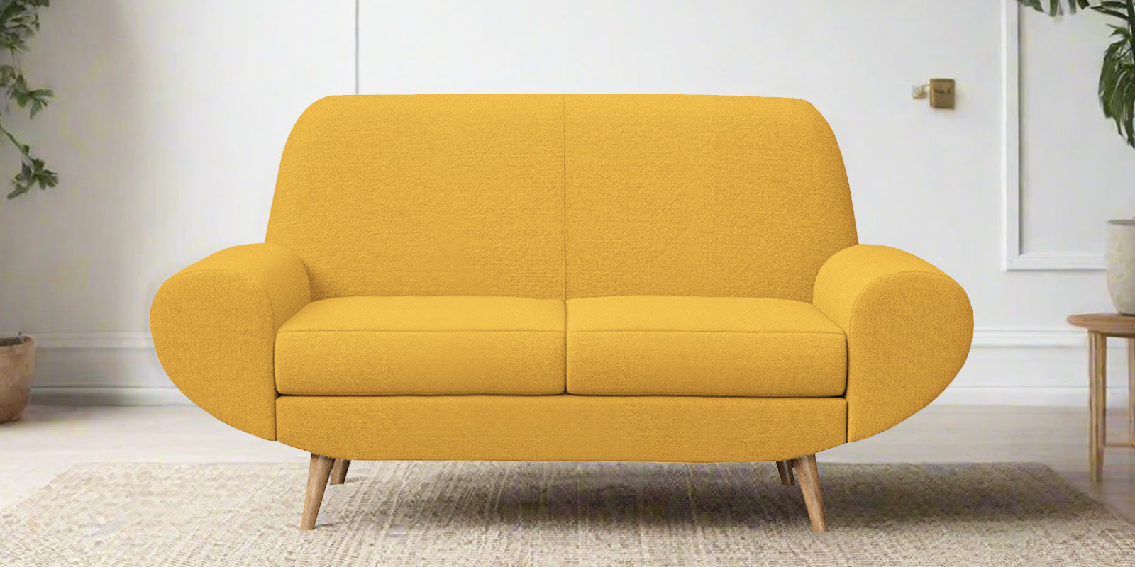 Jessy Fabric 2 Seater Sofa in Bold Yellow Colour