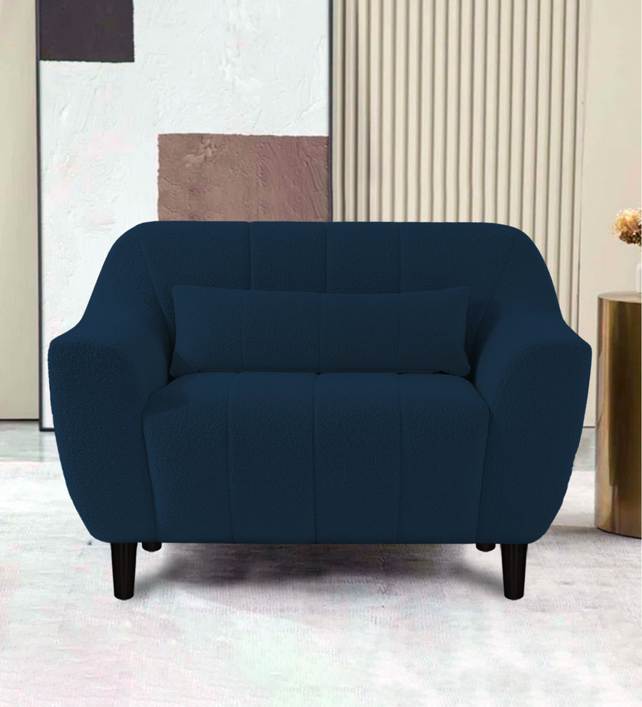 Nesco  1 Seater Boucle Fabric Sofa - Denim Blue by Febonic Living