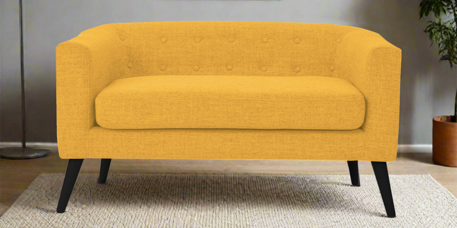 Casper Fabric 2 Seater Sofa in Bold Yellow Colour