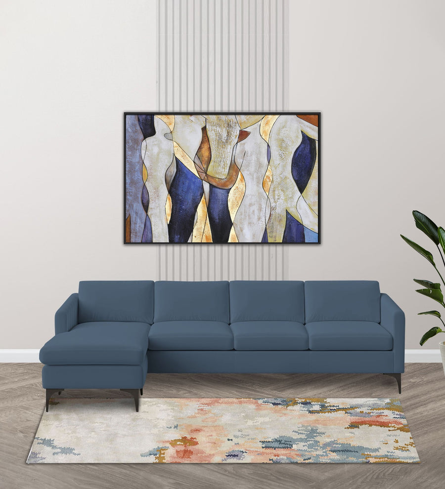 Haru  RHS  (3+Lounger) Fabric Sectional Sofa - Oxford Blue by Febonic Living