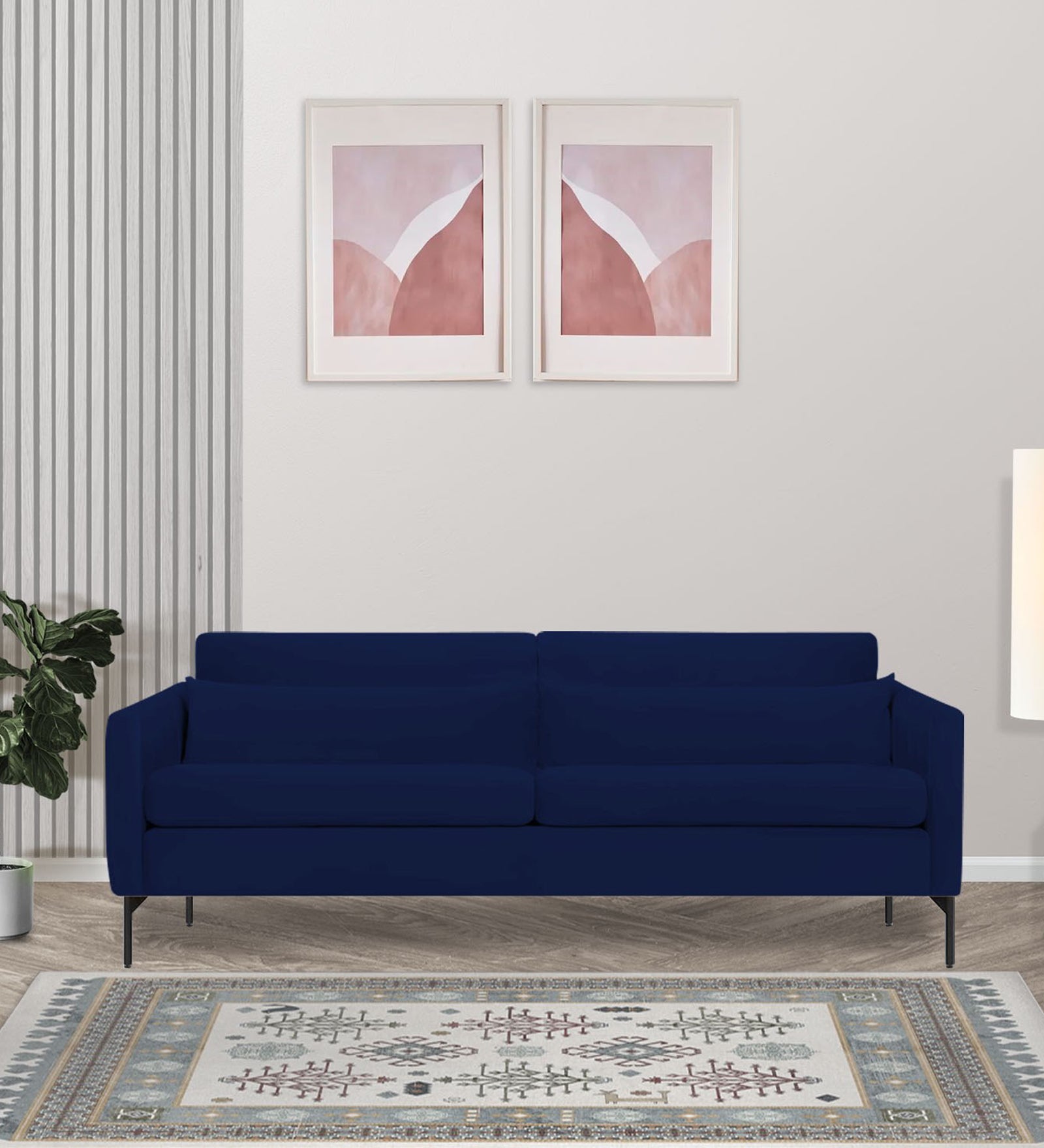 Haru Velvet 3 Seater Sofa in Royal Blue Colour