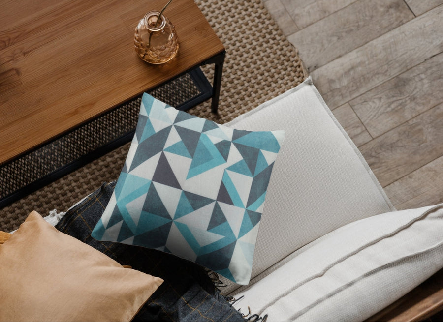 Velvet Digital Printed Fabric Blue Geometric 711 Code - Febonic Living