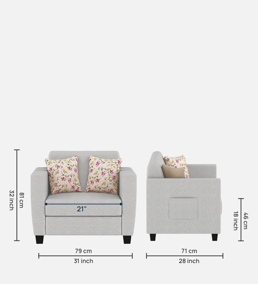 Gozi Fabric 1 Seater Sofa In Lit Grey Colour - Febonic Living