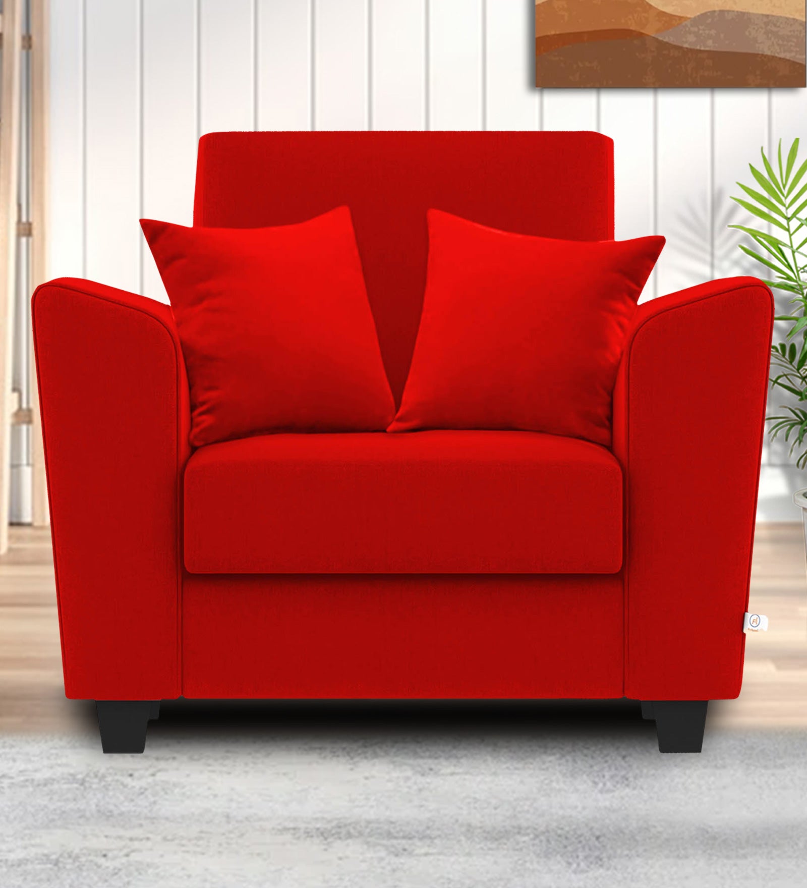 Daku Fabric 1 Seater Sofa in ruby red Colour