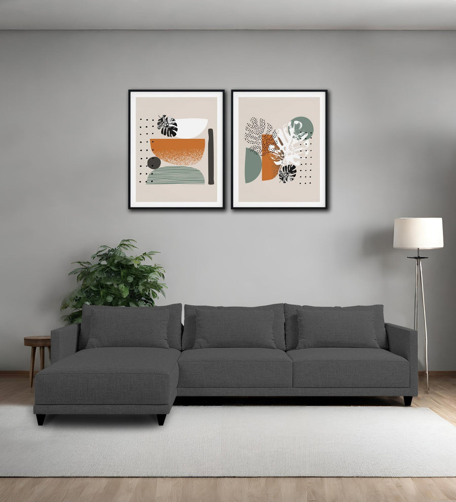 Kera  RHS  (3+Lounger) Fabric Sectional Sofa - Charcoal Grey by Febonic Living