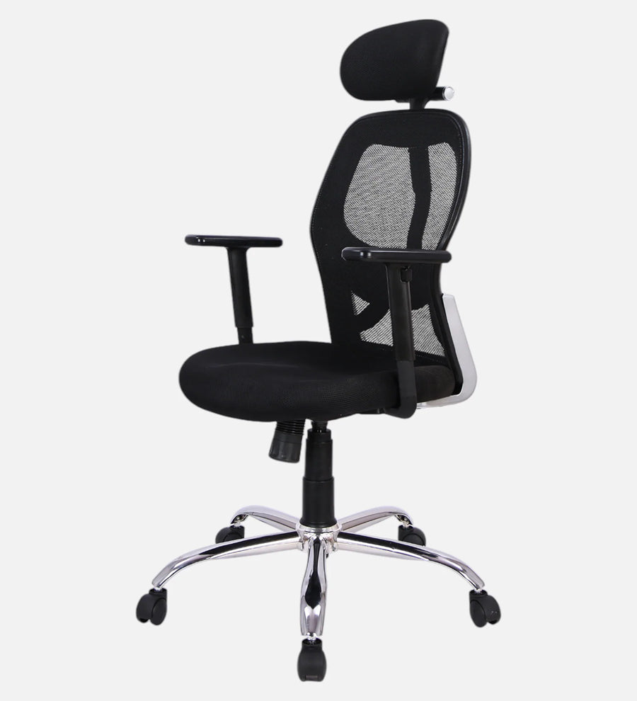Foxy Breathable Mesh Ergonomic Chair With Adjustable Lumbar Support In Coco Black Colour - Febonic Living