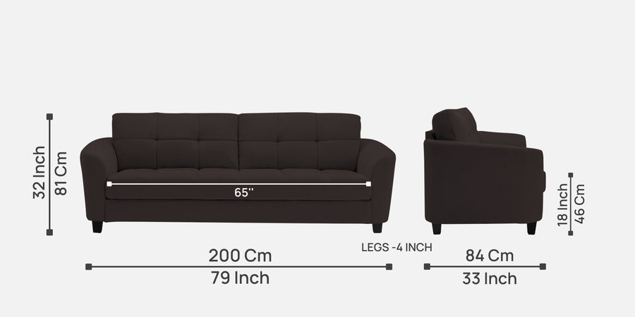 Mulan Fabric 3 Seater Sofa In Pebble Brown Colour - Febonic Living