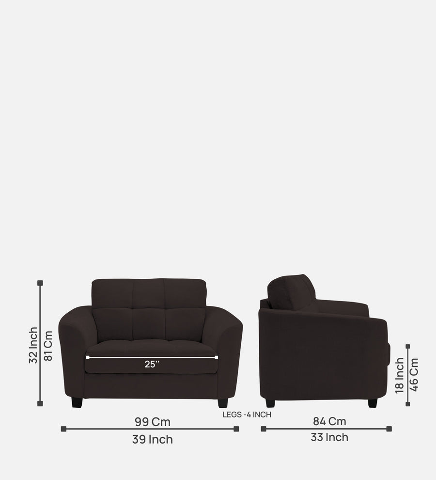 Mulan Fabric 1 Seater Sofa In Pebble Brown Colour - Febonic Living