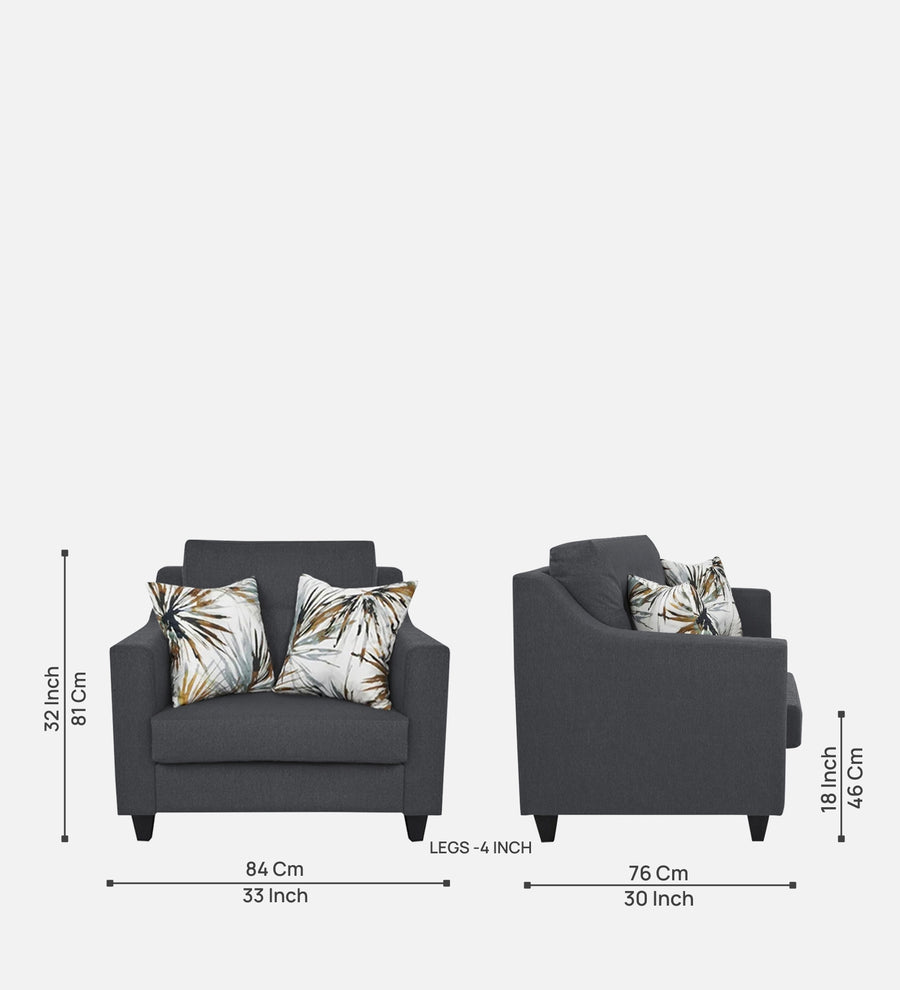 Welly Fabric 1 Seater Sofa In Maba Grey Colour - Febonic Living