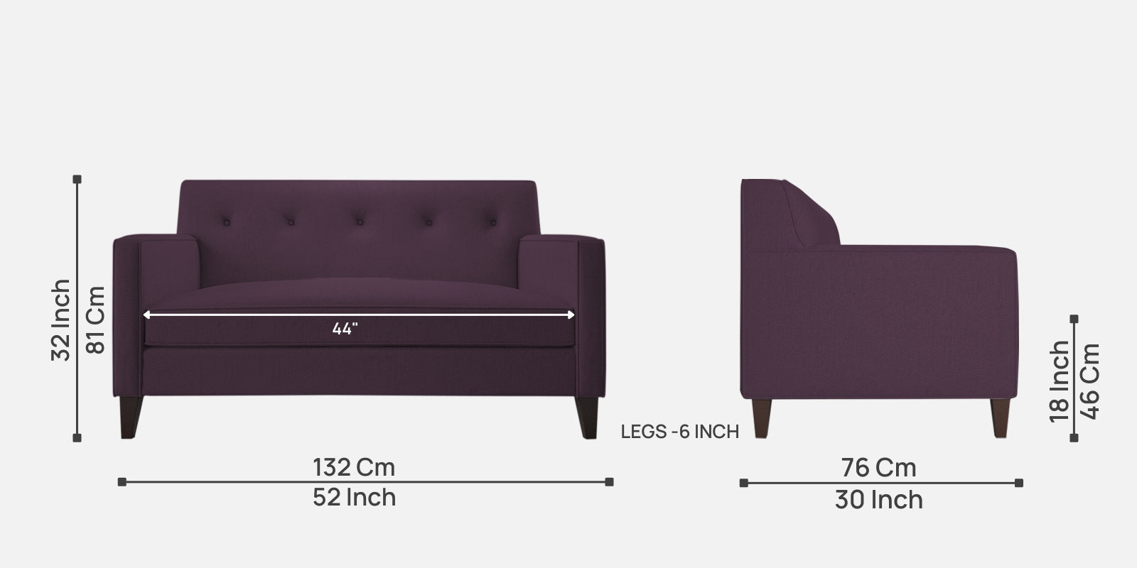 Miller Fabric 2 Seater Sofa in Greek Purple Colour