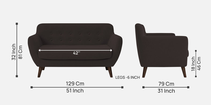 Goofy Fabric 2 Seater Sofa In Pebble Brown Colour - Febonic Living
