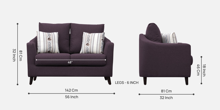 Kevin Fabric 2 Seater Sofa In Greek Purple Colour - Febonic Living
