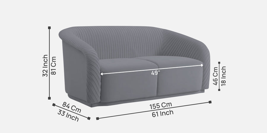 Yara Velvet Fabric 2 Seater Sofa In Pubble Grey Colour - Febonic Living