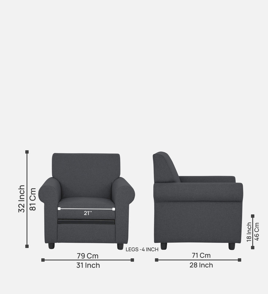 Ribby Fabric 1 Seater Sofa In Maba Grey Colour - Febonic Living