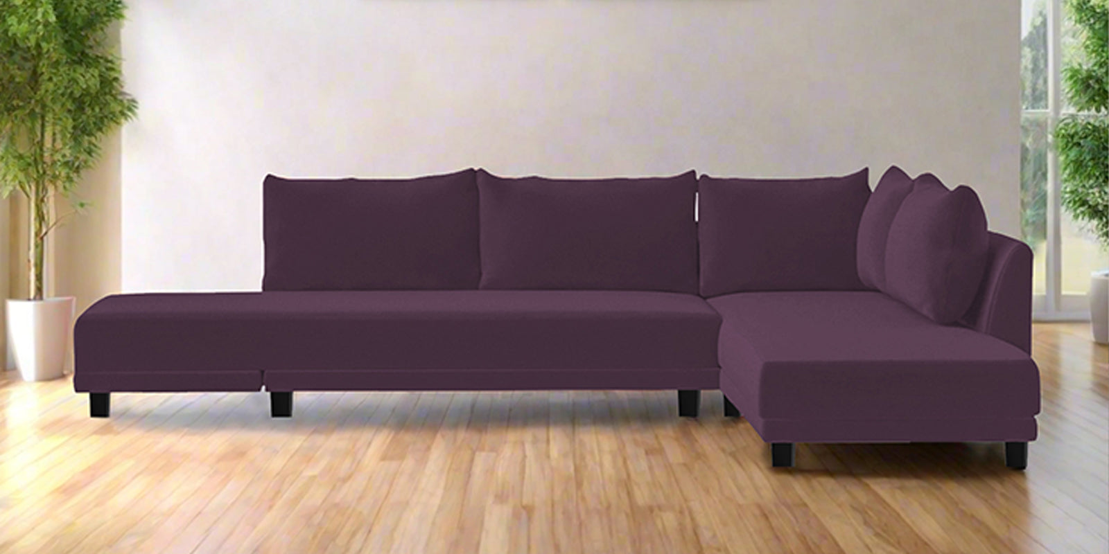 Ira Fabric LHS 6 Seater Sofa Cum Bed In Greek Purple Colour