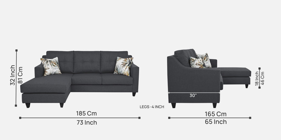 Welly Fabric Rhs Sectional Sofa 2 Lounger In Maba Grey Colour - Febonic Living