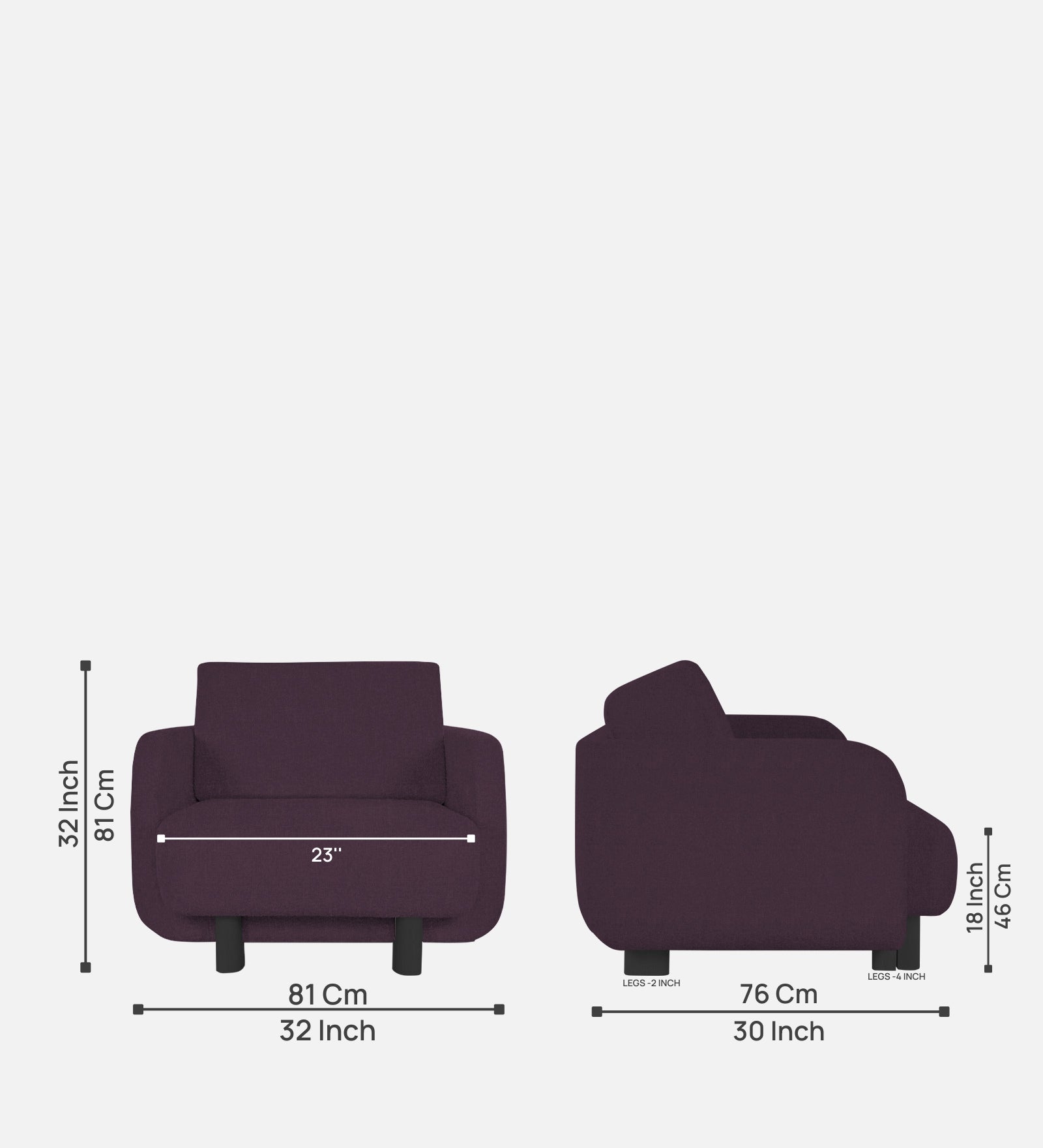 Varu Fabric 1 Seater Sofa In  Greek Purple Colour - Febonic Living