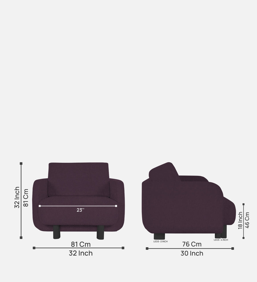Varu Fabric 1 Seater Sofa In Greek Purple Colour - Febonic Living