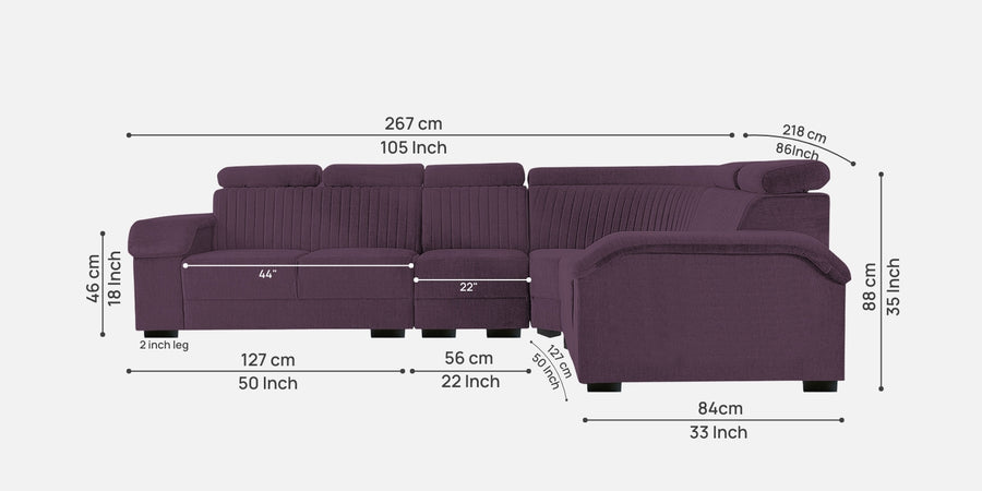 Draco Fabric 6 Seater Corner Sofa In Greek Purple Colour - Febonic Living