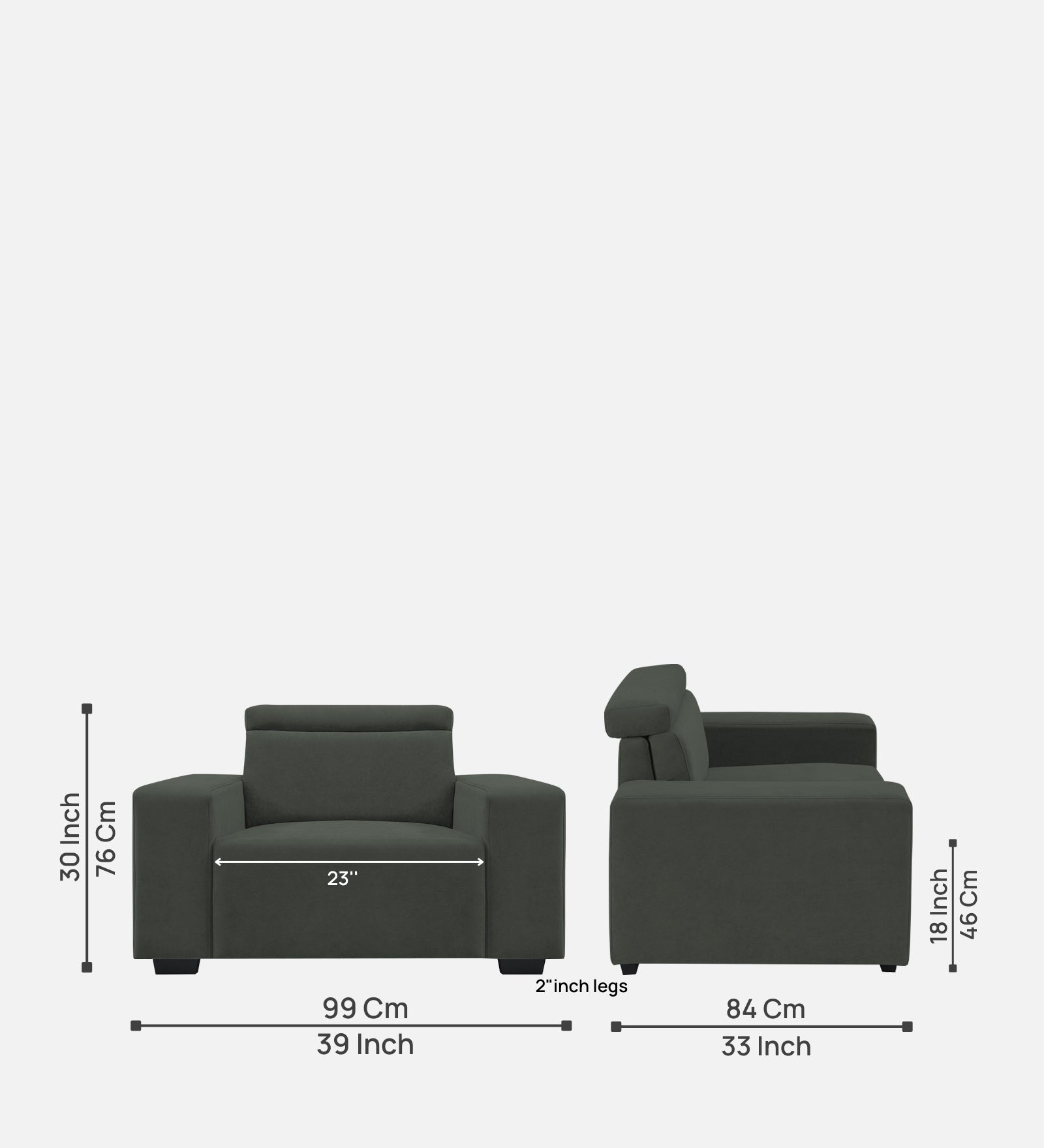 Hiro Fabric 1 Seater Sofa In  I-Land Green Colour - Febonic Living