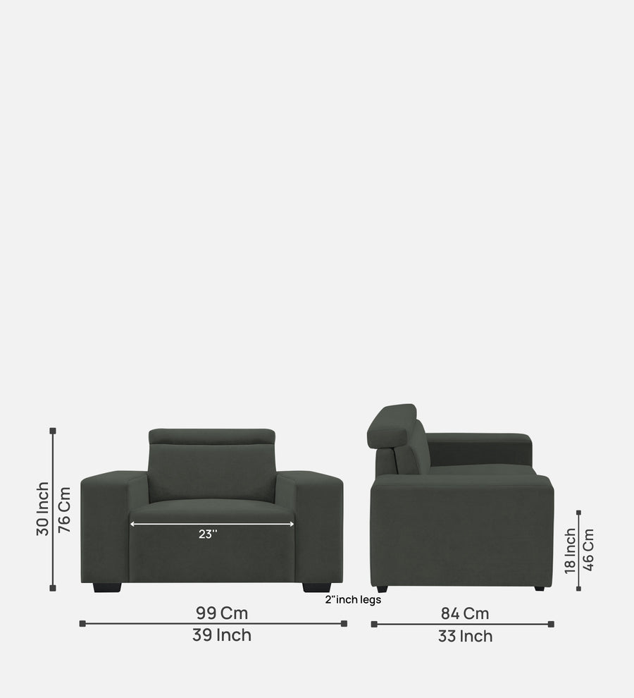 Hiro Fabric 1 Seater Sofa In I Land Green Colour - Febonic Living