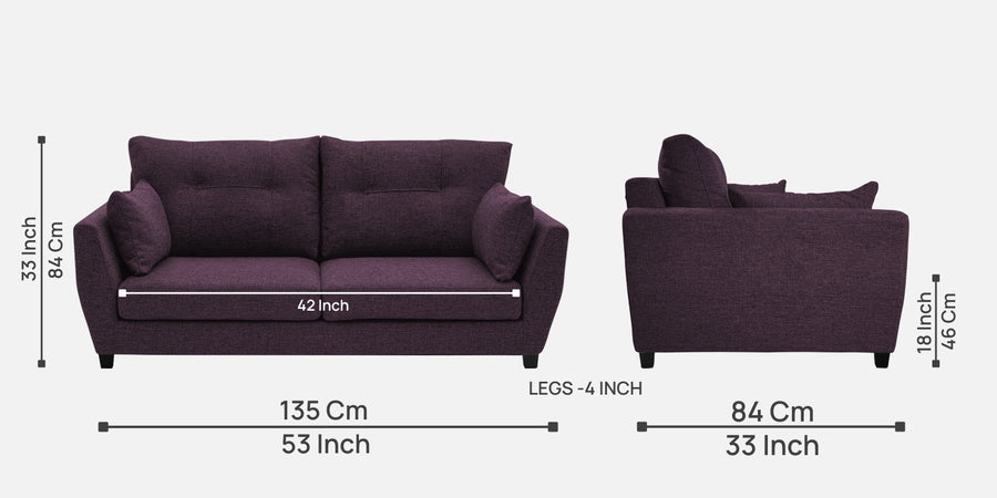 Mario Fabric 2 Seater Sofa In Greek Purple Colour - Febonic Living