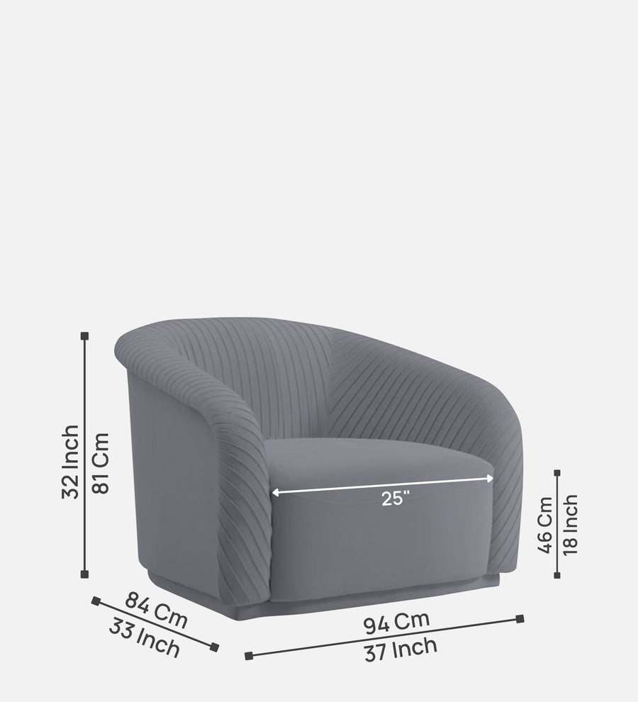 Yara Velvet Fabric 1 Seater Sofa In Pubble Grey Colour - Febonic Living