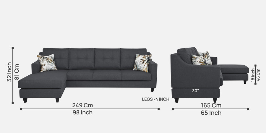 Welly Fabric Rhs Sectional Sofa 3 Lounger In Maba Grey Colour - Febonic Living