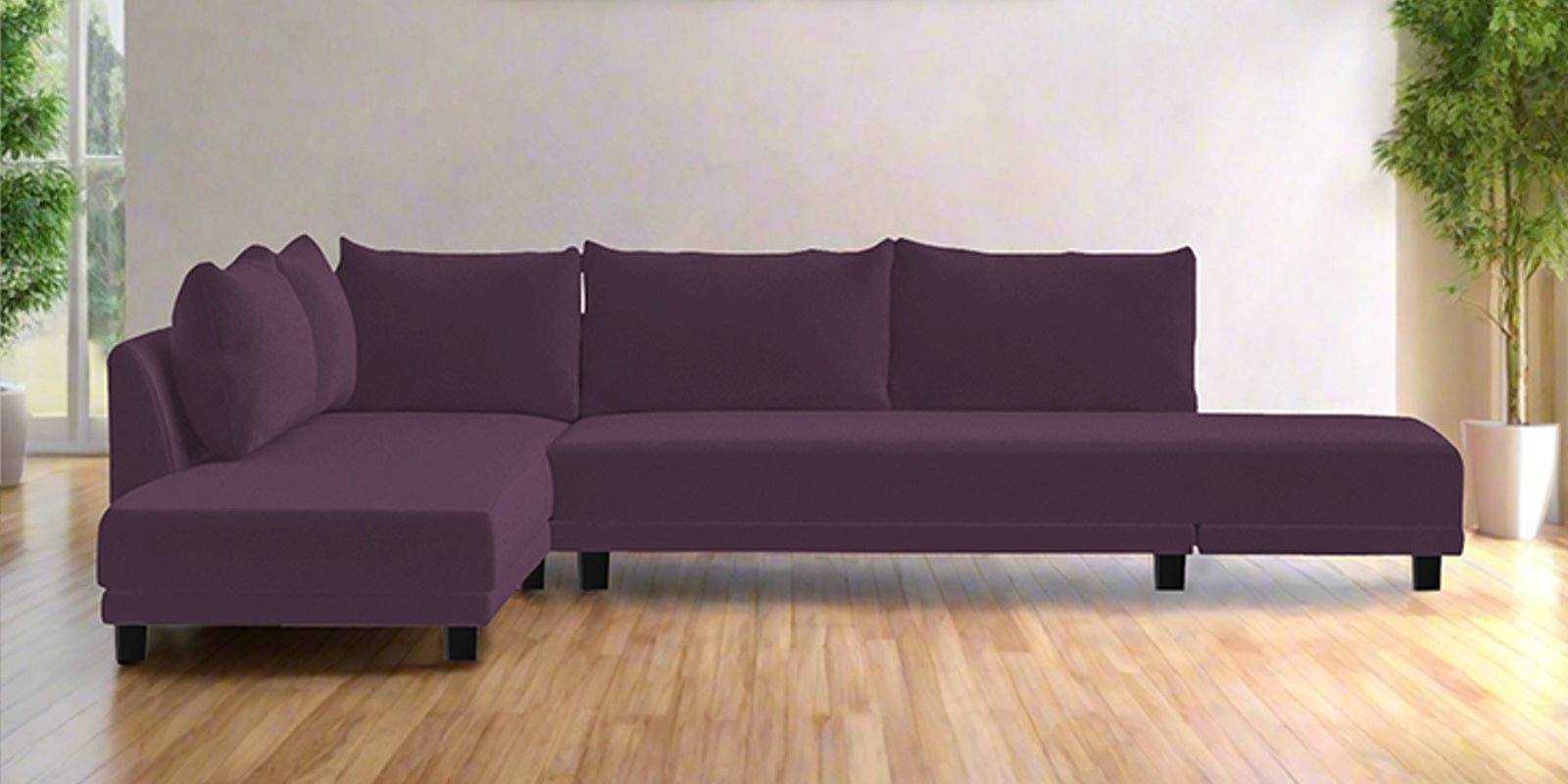 Ira Fabric RHS 6 Seater Sofa Cum Bed In Greek Purple Colour