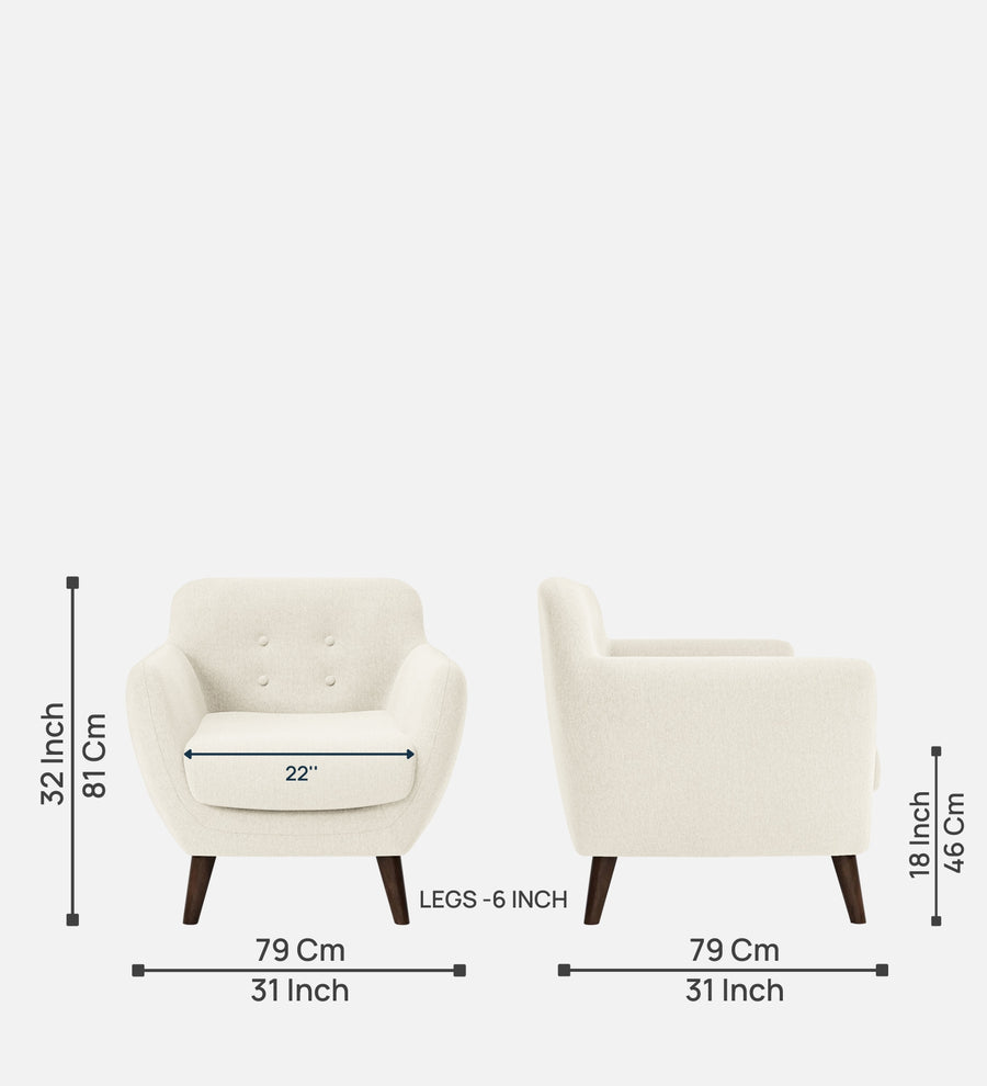 Goofy Fabric 1 Seater Sofa In Ivory Cream Colour - Febonic Living