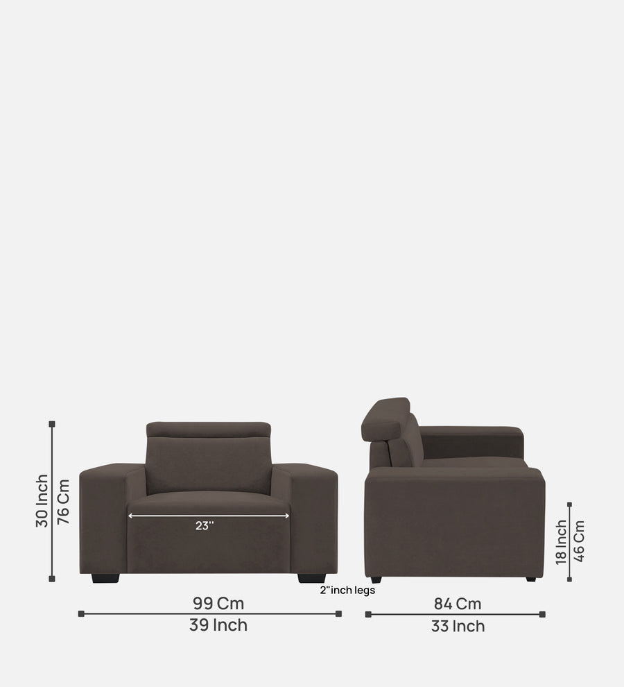 Hiro Fabric 1 Seater Sofa In Lito Brown Colour - Febonic Living
