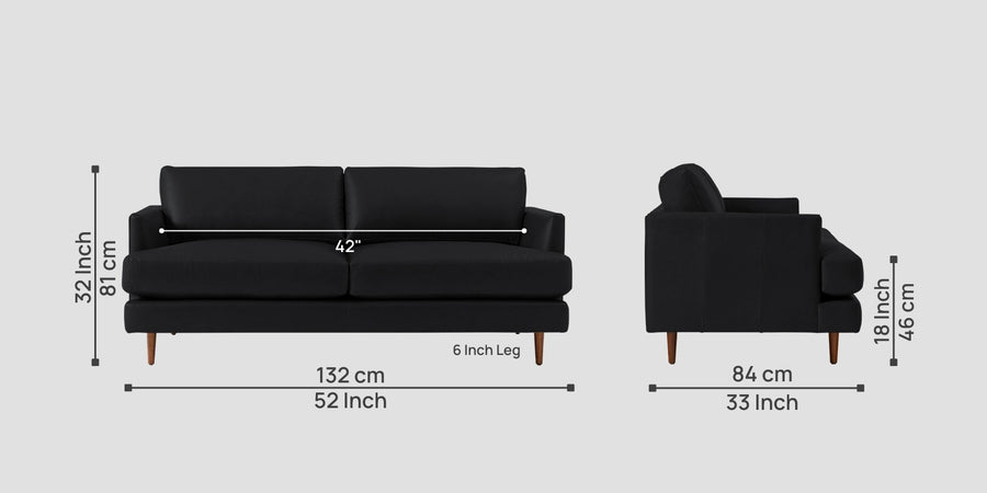 Sterio Leatherette 2 Seater Sofa In Light Black Colour - Febonic Living