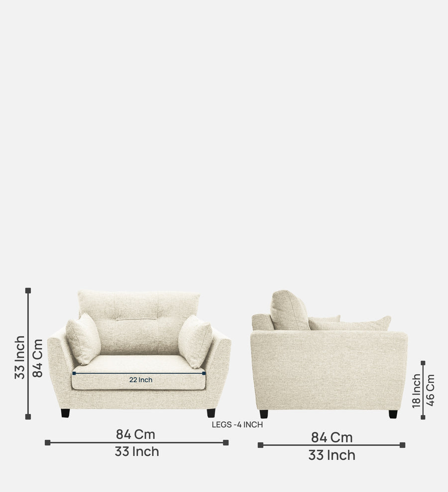 Mario Fabric 1 Seater Sofa In Ivory Cream Colour - Febonic Living