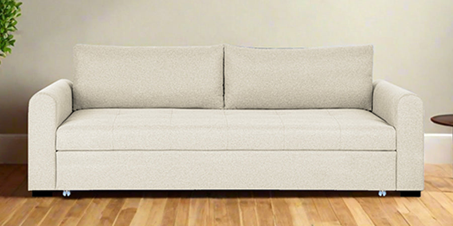 Sigma Fabric 3 Seater Pull Out Sofa Cum Bed In Ivory Cream Colour - Febonic Living