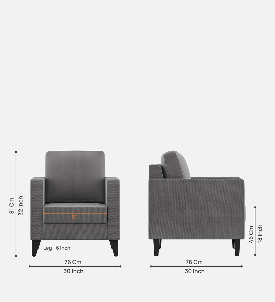 Nori Fabric 1 Seater Sofa In Sudo Grey Colour - Febonic Living
