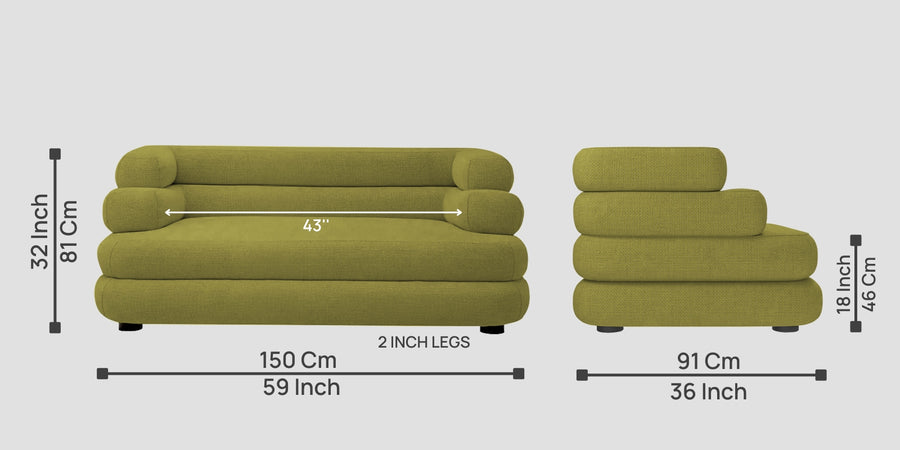 Wener Fabric 2 Seater Sofa In Kelly Green Colour - Febonic Living