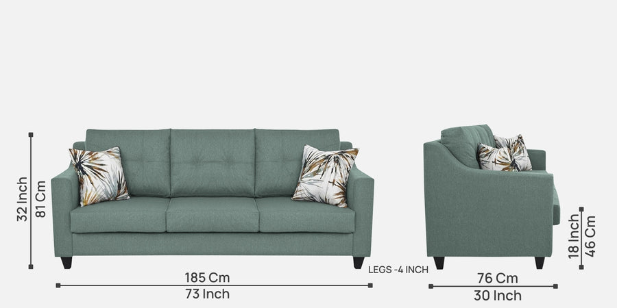 Welly Fabric 3 Seater Sofa In Suka Blue Colour - Febonic Living