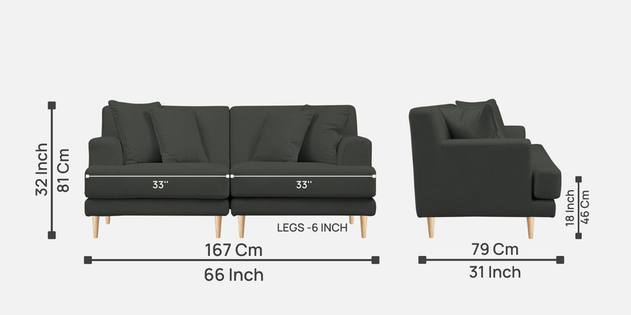 Woody Fabric 2 Seater Sofa In I Land Green Colour - Febonic Living