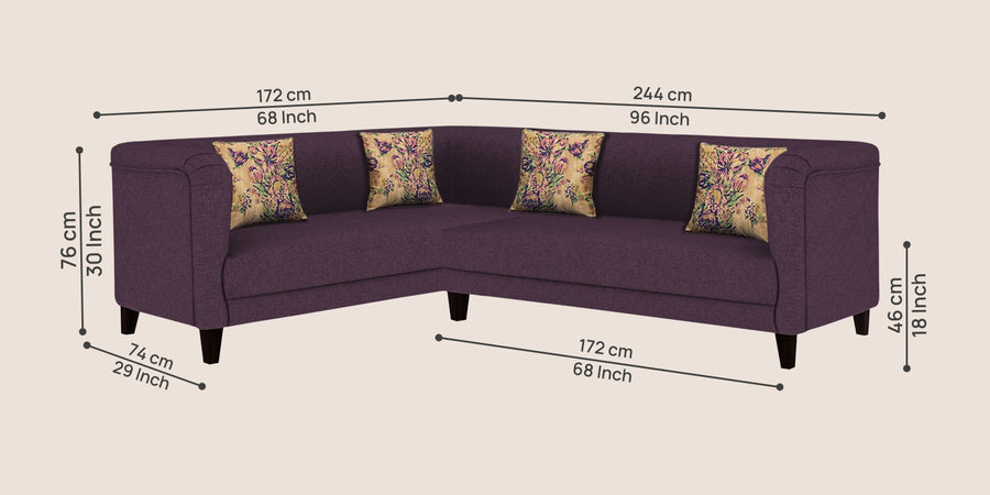 Niki Fabric Corner Sofa In Greek Purple Colour - Febonic Living