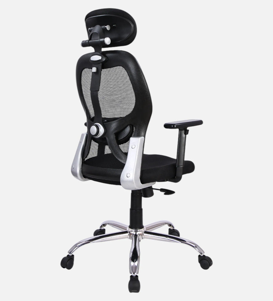 Foxy Breathable Mesh Ergonomic Chair With Adjustable Lumbar Support In Coco Black Colour - Febonic Living