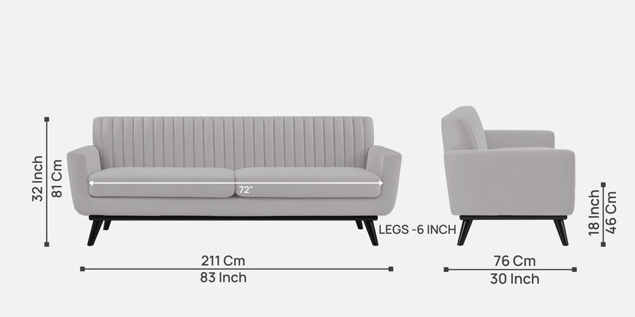 Tucker Velvet 3 Seater Sofa In Concrete Brown Colour - Febonic Living