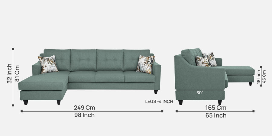 Welly Fabric Rhs Sectional Sofa 3 Lounger In Suka Blue Colour - Febonic Living