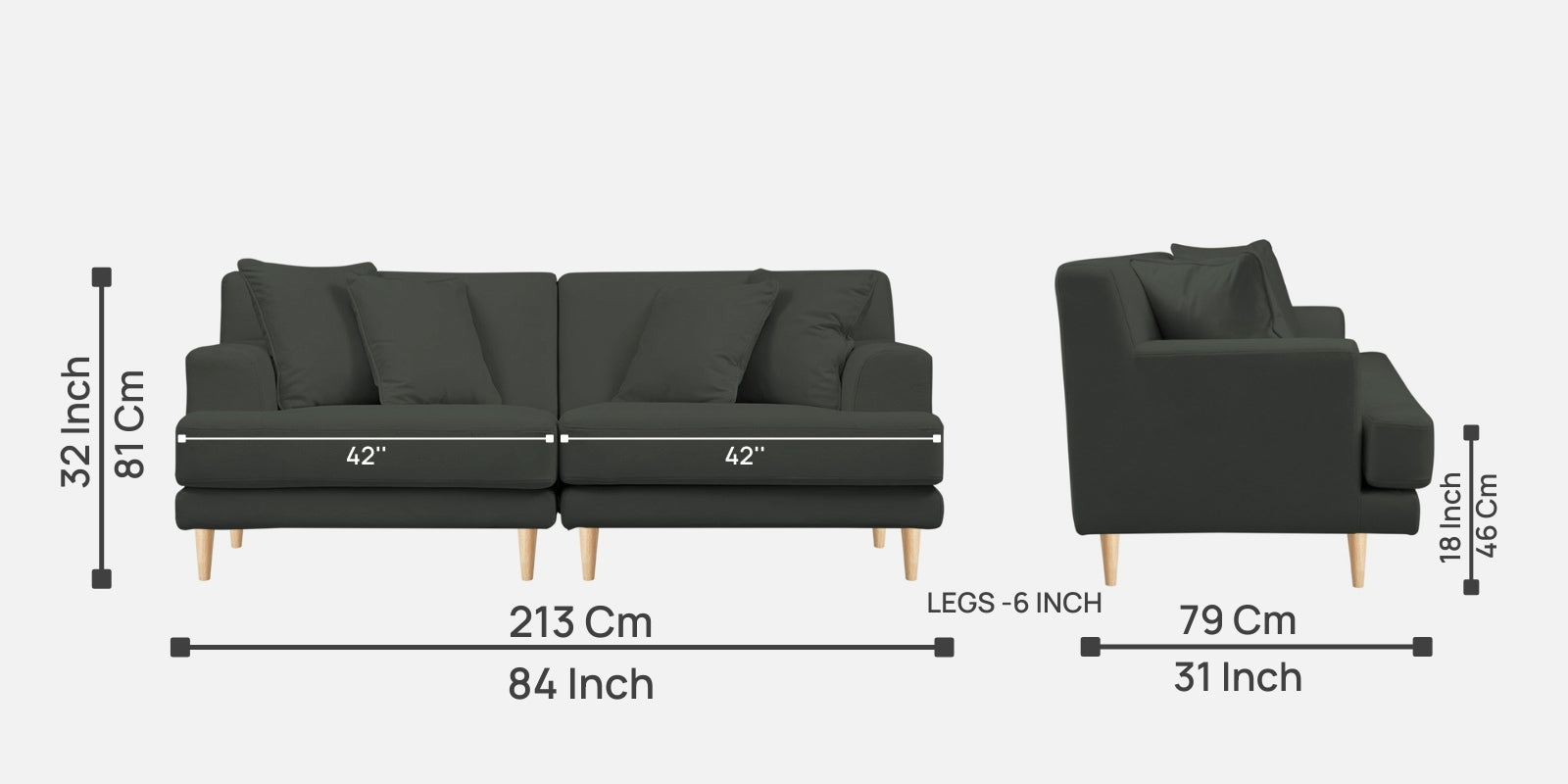 Woody Fabric 3 Seater Sofa in I-Land Green Colour