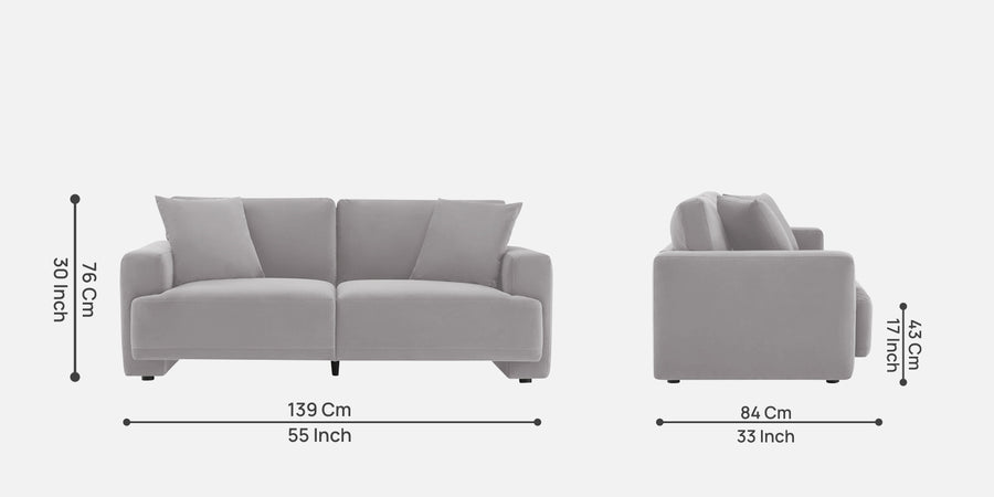 Kosta Velvet 2 Seater Sofa In Concrete Grey Colour - Febonic Living