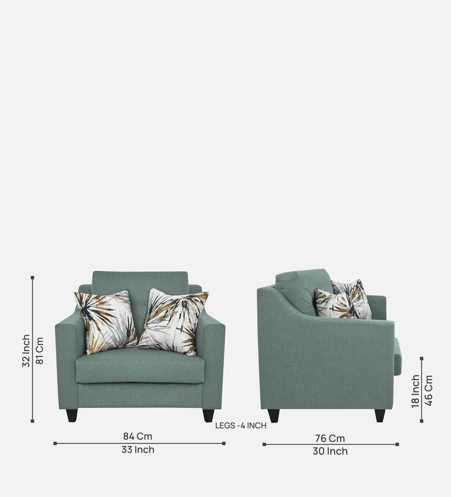 Welly Fabric 1 Seater Sofa In Suka Blue Colour - Febonic Living