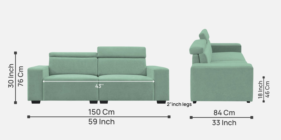 Hiro Fabric 2 Seater Sofa In Mist Blue Colour - Febonic Living