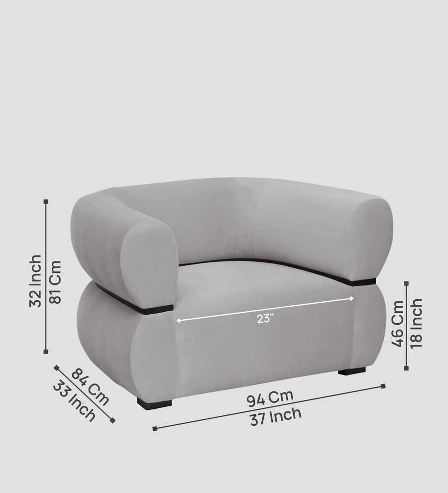 Kula Velvet 1 Seater Sofa In Concrete Grey Colour - Febonic Living