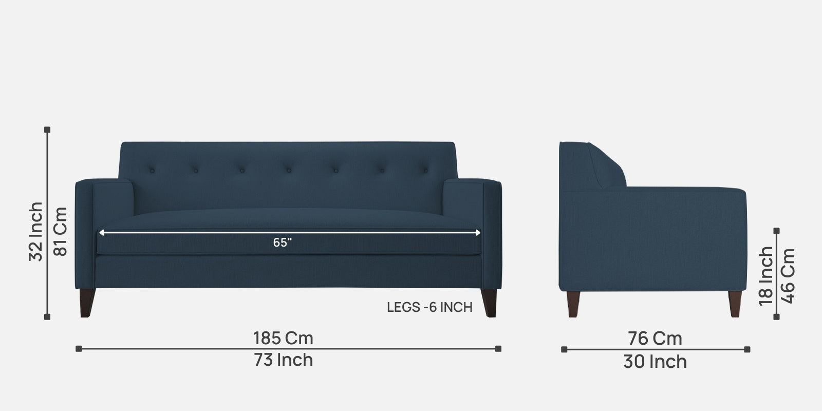 Miller Fabric 3 Seater Sofa in Light Blue Colour