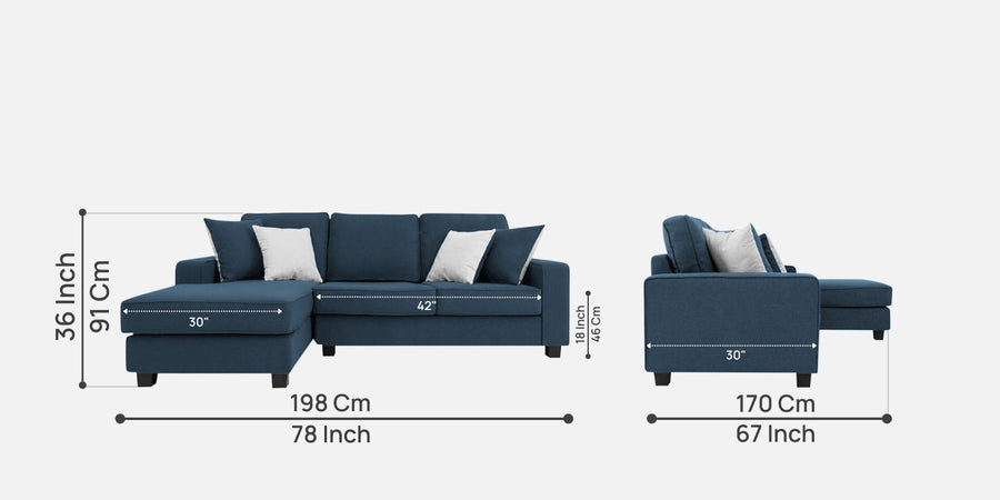 Ladybug Fabric Rhs Sectional Sofa 2 Lounger In Light Blue Colour - Febonic Living